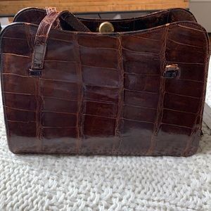 Gorgeous brown real alligator vintage purse
